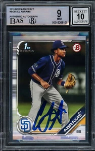 CJ ABRAMS 2019 BOWMAN DRAFT RC NATIONALS BGS 9 GEM 10 AUTO BECKETT 211839 - Picture 1 of 2