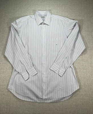 Рубашка Christian Garcia для взрослых очень большая сине-розовая в полоску на пуговицах с длинным рукавом - Изображение 1 из 4