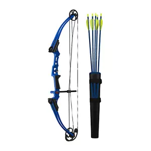 Genesis Mini, Youth Compound Bow & Arrow Kit with Quiver, Draw Hand-Right, Blue - Picture 1 of 11