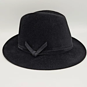 Makins New York Vintage Black Hat Felt Velour 7 3/8 Large - Picture 1 of 13