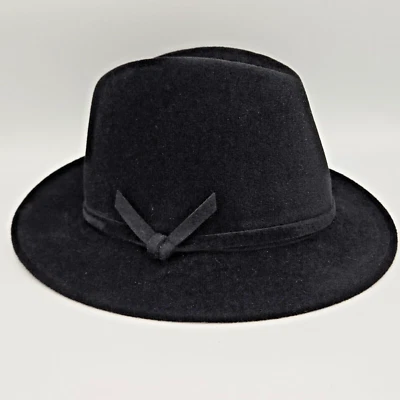 Sombrero Makins New York Vintage Negro Fieltro Terciopelo 7 3/8 Grande Foto 1 de 4