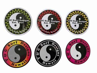 T&C Sticker Set Town Country Surfboards Vintage Surfing STICKERS Volcom Team - Image 1 of 4