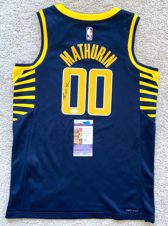 BENNEDICT MATHURIN SIGNED INDIANA PACERS ICON EDITION ARIZONA NBA JERSEY NWT JSA - Image 1 of 4