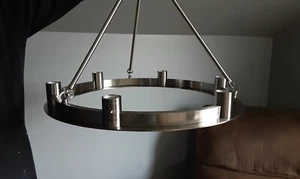 hunter saddlewood 24" chandelier 19034 brushed nickel - Picture 1 of 4