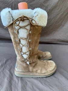 UGG Upside Women's Boots 5 Brown Suede Shearling Cuffed Winter Boot 5163 - Picture 1 of 12
