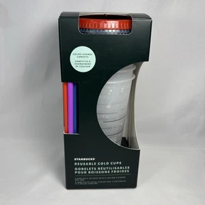 NEW Starbucks Summer 2021 Color Changing 5 pack Confetti 24oz Cold Cups Reusable - Picture 1 of 5