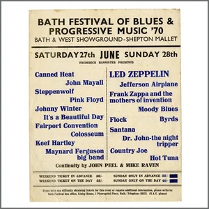 Led Zeppelin Pink Floyd Bath Festival Of Blues & Prog Music 70 Concert Handbill - Picture 1 of 2