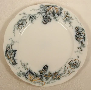 BRAMBLE ALFRED MEAKIN BLAU TRANSFERWARE TELLER BEEREN BLUMEN GOLD ANTIK - Bild 1 von 3