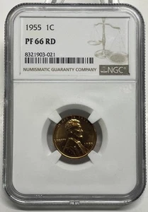 1955 Lincoln Wheat Cent / Penny 1c NGC PF 66 RD Proof Red - Picture 1 of 6