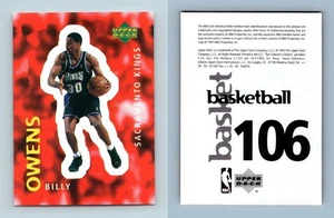 Billy Owens - Sacremento Kings #106 Basketball 1997-8 Upper Deck Sticker - Picture 1 of 1