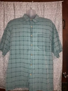 Royal Robbins Men Button Up Shirt XL Green Plaid Button Short Sleeve Cotton - Picture 1 of 5