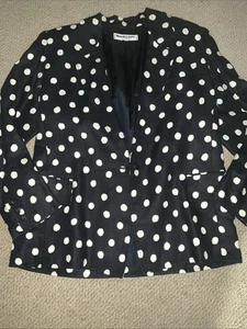 Vintage Yves Saint Laurent Rive Gauche Polka Dot Blazer Blk/Wht Size 42 - Picture 1 of 5