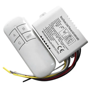 3 Ways ON/OFF AC 220V Wireless Receiver Lamp Light RF Remote Control Switch Set - Picture 1 of 8