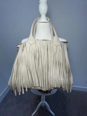 Y2K Alberta Di Canio Fringe Cream Fringe Bag - Image 1 of 4