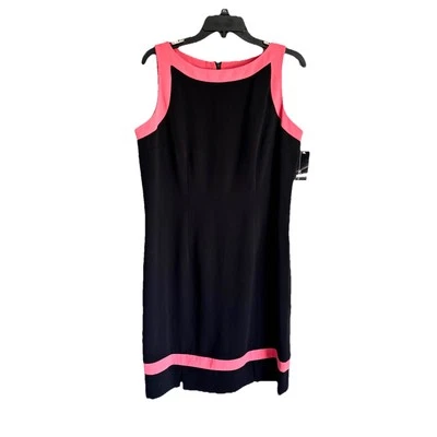 Vestido AGB tamanho 12 preto coral sem mangas com zíper nas costas novo com etiquetas - Imagem 1 de 4