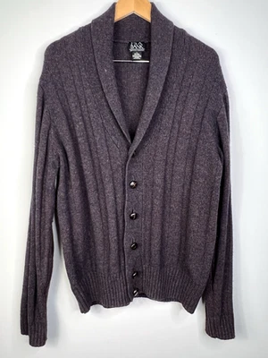 Jos банк свитер мужской L шерстяная смесь кардиган ребристый локоть нашивка шаль воротник - Изображение 1 из 4