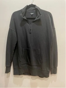 Aerie Dark Gray Quarter-Zip Sweatshirt S Oversized Casual Loungewear Pocket - Picture 1 of 10