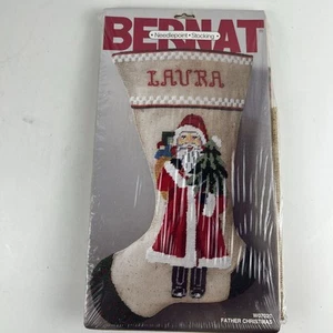 Vintage Bernat Weihnachtsmann Strumpf Nadelspitze Set Urlaub Rarität Muster - Bild 1 von 6