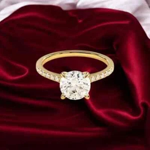 1.70 CT Round Cut Lab Grown Wedding Diamond Ring 14k Yellow Gold IGI Certified - Picture 1 of 11