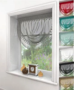 MAISIE SERENITY  MACRAME VOILE SWAG CURTAIN ~ Decorative Drapes Pelmet Valance