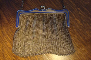 Sterling & Enamel English mesh purse ca.1907 - Picture 1 of 3