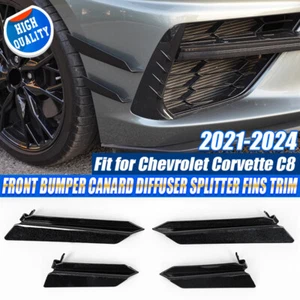 20+ CARBON FLASH Front Bumper Canard Diffuser Splitter Fins Trim For C8 Corvette - Picture 1 of 14