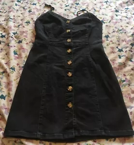 Denim & Co - Ladies Nice Denim Charcoal short/mini dress with straps - U.K. 10 - Picture 1 of 8