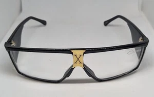 Vintage 1990s Garzell Korea Flat Top Hip Hop X Square Black Frame Clear Glasses - Picture 1 of 7