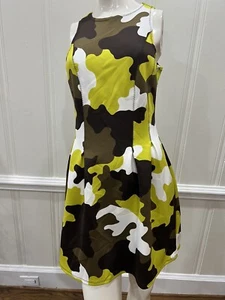Michael Kors Fit and Flare Camo dress Size 8 Neoprene - Picture 1 of 21