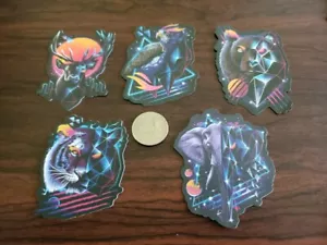 80's Retro Neon Flashback Style 5 Animal Vinyl Decal Sticker Clearance SALE - Picture 1 of 6