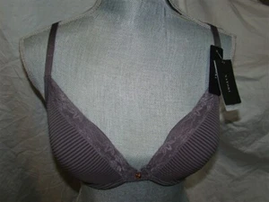 NWT Natori 32C Mod Low-Cut Plunge Push-up Underwire Bra 730062 Gray 123747 - Picture 1 of 3