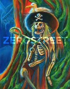 Pirate Skeleton Caribbean Tiki Bar Art Artwork Decor - Picture 1 of 1