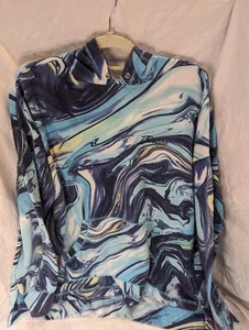 Justice Girls XL Plus Marbled Hooded Sweatshirt Blues Yellow Blk Long Sleeve T19 - Picture 1 of 12