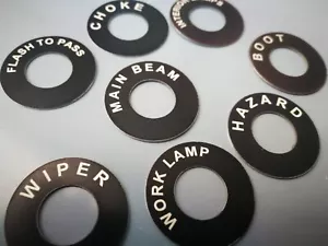 TOGGLE SWITCH ROUND NAME TAG - ANY TEXT YOU REQUIRE - FOR LUCAS TOGGLE SWITCHES - Picture 1 of 3