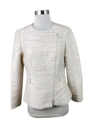 LAFAYETTE 148 NY NEW Raffia Multi Moto Zip Blazer Jacket Size 2 Quiet Luxury - Изображение 1 из 4