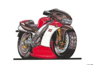 BIMOTA SB8R RED WHITE Koolart Cartoon Caricature Car Print - A3 Size - 616 - Picture 1 of 1