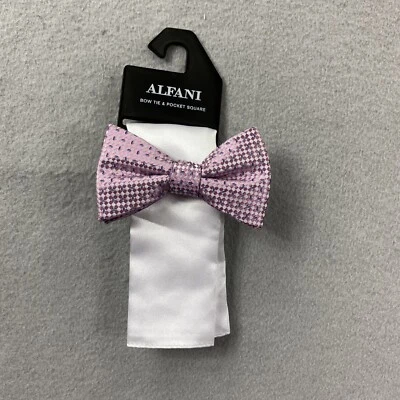 Alfani Bow Tie Mens Pink Bow Tie White Pocket Square - Image 1 of 4