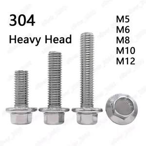 Pernos de brida hexagonal de acero inoxidable 304 serie pesada M5 M6 M8 M10 M12 - Imagen 1 de 6
