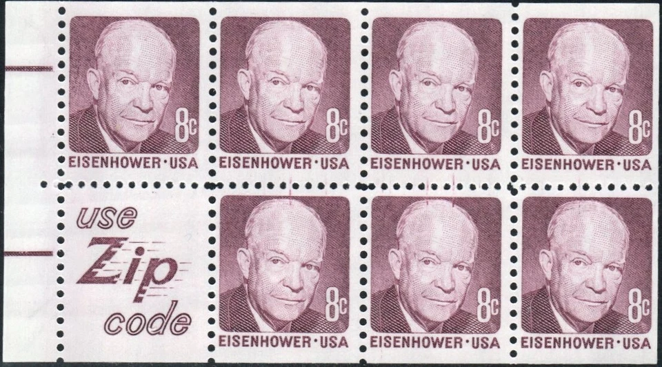 US Scott #1395d booklet pane with horizontal EE bars in tab, Slogans 5, MNH - Image 1 of 1