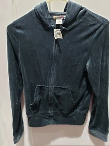 Damen NEU NEU MIT ETIKETT dunkelblau JACKE samtweich Größe SMALL Reißverschluss vorne KAPUZE schön @@ - Bild 1 von 1