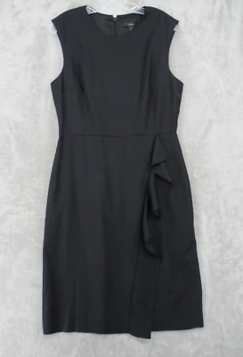 J Crew Dress Womens 10 Wool Sheath Ruffle Career Classic Minimalist Zip Lined - Image 1 of 4