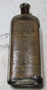 antique old corker bottle/label Henry Wampoles od Liver Oil Baltimore, Md tonic - Picture 1 of 2