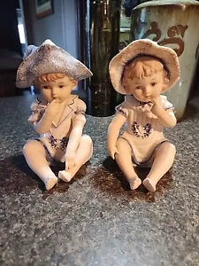 Vintage Porcelain KPM German Set of Boy/Girl Piano Babies Figurines - Picture 1 of 6