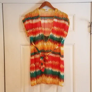 Becca by Rebecca Virtue Orange Swim Cover Up Size XS/Small Pullover Tie  M-1 - Picture 1 of 9