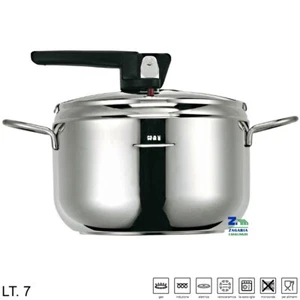 PENTOLA PRESSIONE SICURA LT 7 IN ACCIAIO INOX CON TRIPLO FONDO INOXRIV - Foto 1 di 2