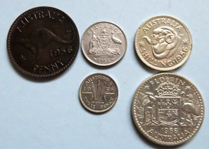 Australia. 1956 Melbourne - 5 Coin Proof Set.. Penny, 3d, 6d, 1/- & 2/- - Imagen 1 de 4