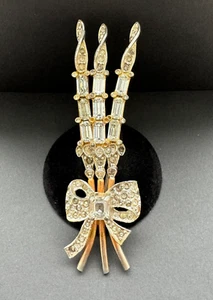 VINTAGE UNSIGNIERTE MAZER STRASS SCHLEIFE BLUME BROSCHE ANSTECKNADEL - Bild 1 von 6