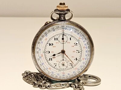 ANTIQUE RARE WW1 MEN MULTI SCALE POCKET CHRONOGRAPH WATCH/ EARLY VALJOUX CAL.5 - Image 1 of 4