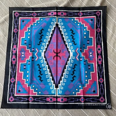 De Colección Southwestern Biker BANDANA Hanky Negro Rosa Teal Mezcla de Algodón Foto 1 de 2