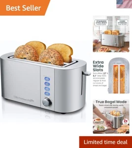 Versatile Long Slot Toaster: Bagel, Defrost & 6 Adjustable Shade Settings - Picture 1 of 10